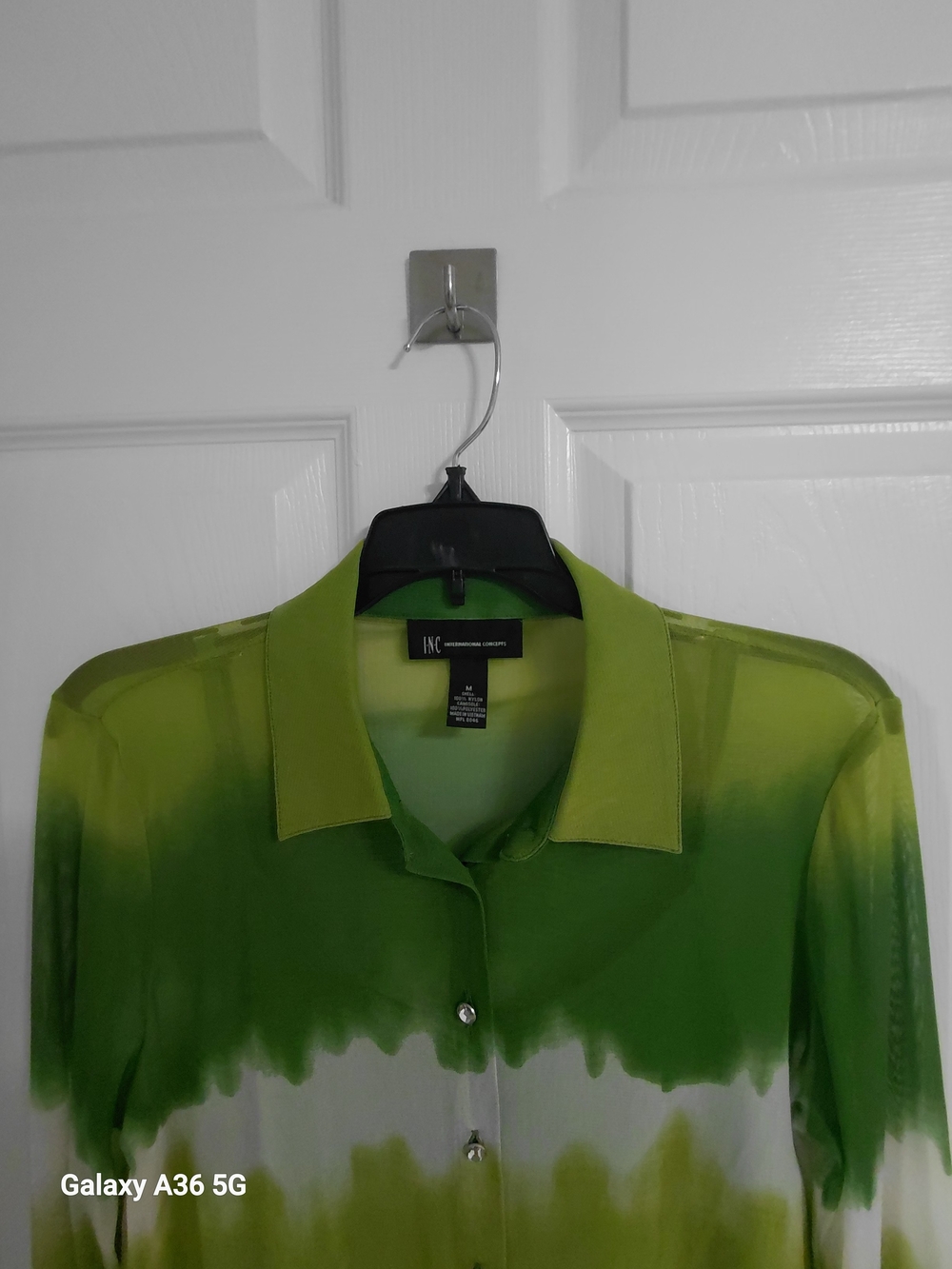 INC International Concepts Lime-to-Green Ombre Button Down Shirt